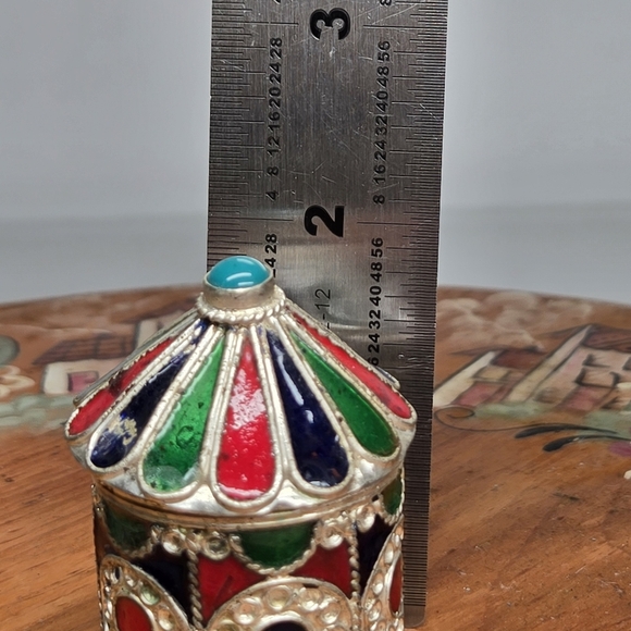 Antique‎ Berber Kabyle Moroccan Enameled Pill Boxes Folk Art Filigree Silver - Picture 8 of 17